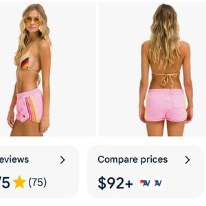 Aviator Nation 5 Stripe Jogger Shorts in Grey